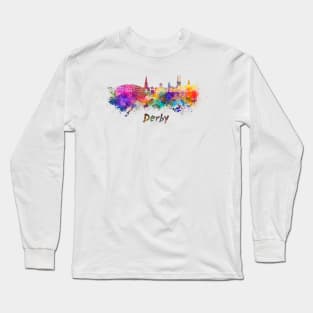 Derby skyline in watercolor Long Sleeve T-Shirt